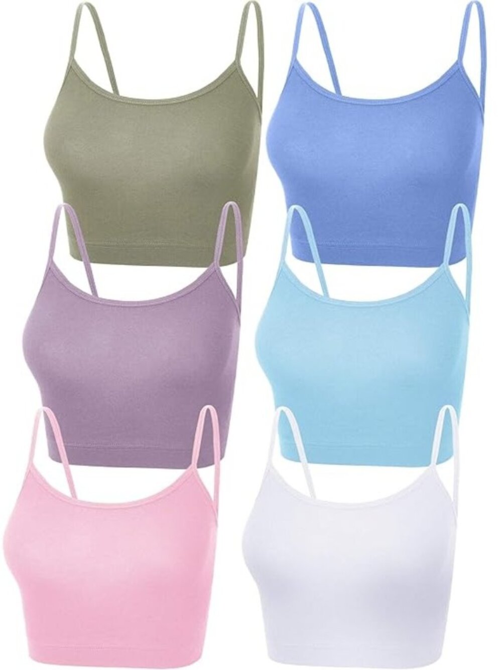 6 Pack Women Cotton Crop Tops Size S